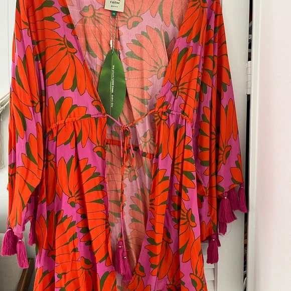 Farm Rio Copacabana pink kimono coverup XS NWT - Picture 10 of 10